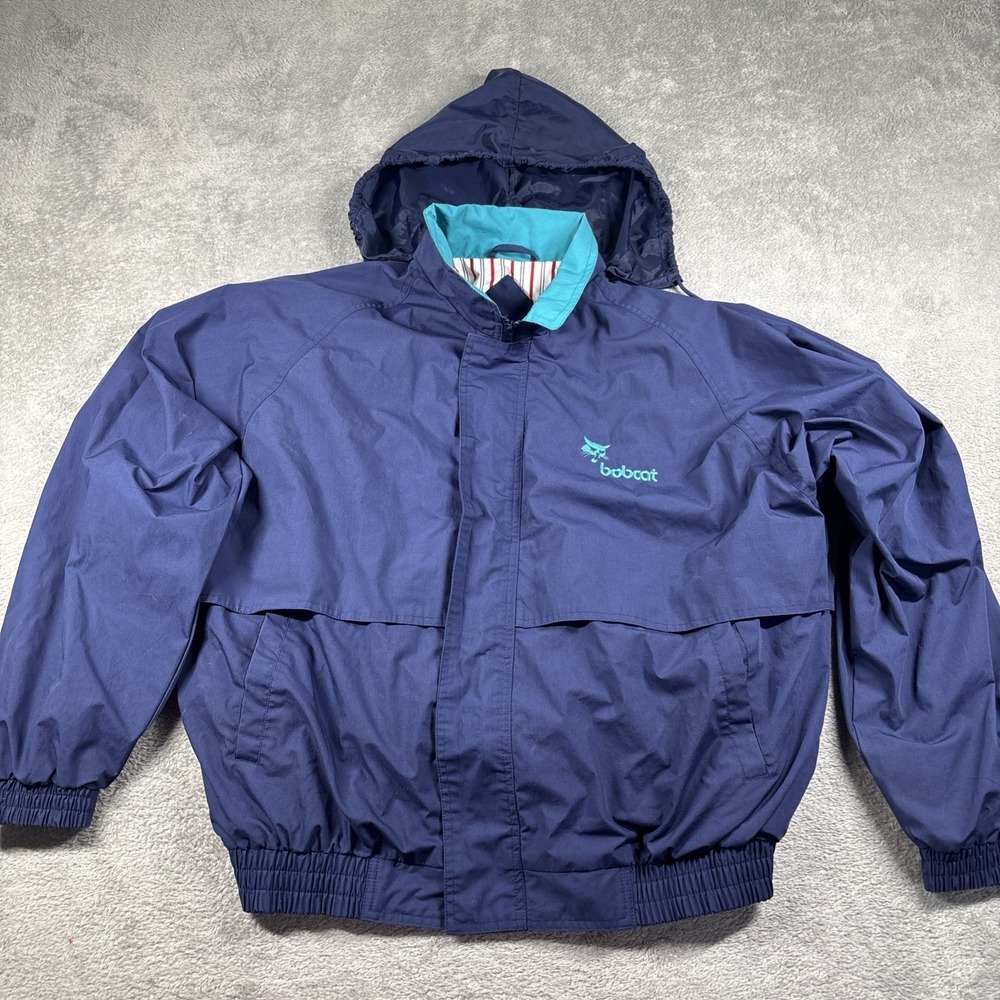 WinnerMate Men's Navy Blue Bomber Jacket Bobcat Logo Size Large